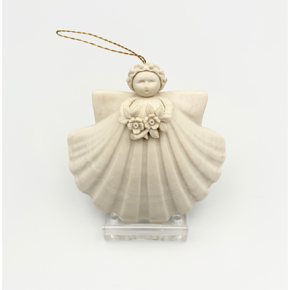 Margaret Furlong 1998 Wild Rose Angel Ornament 3" White Bisque Porcelain Shell